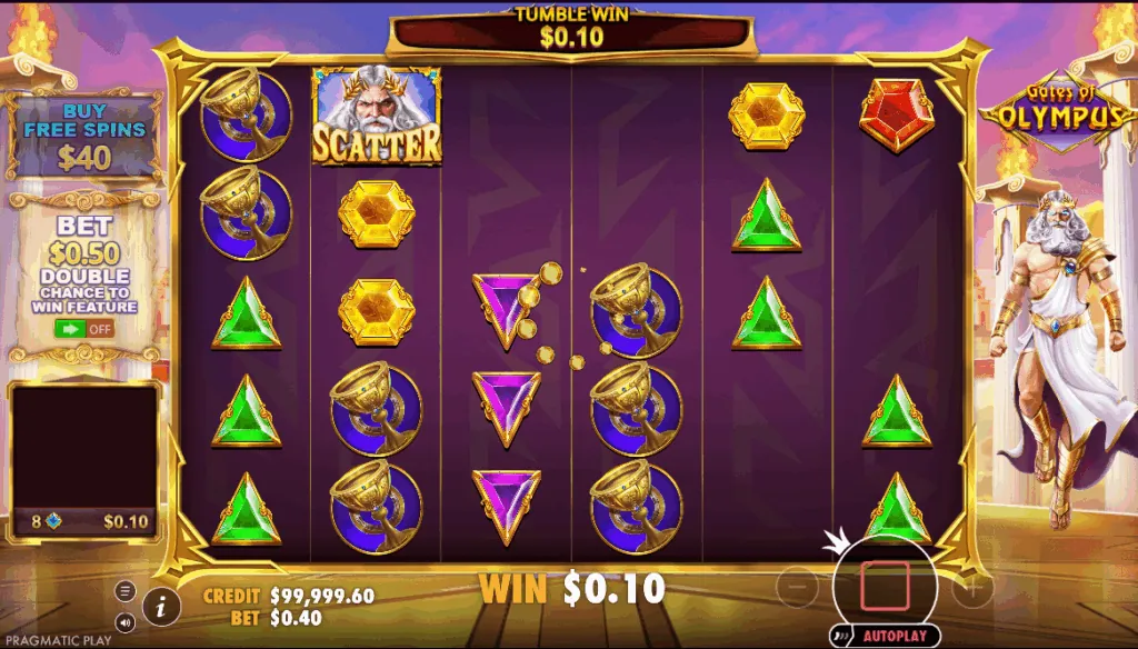 Interfaccia e controlli di gioco di Gates of Olympus