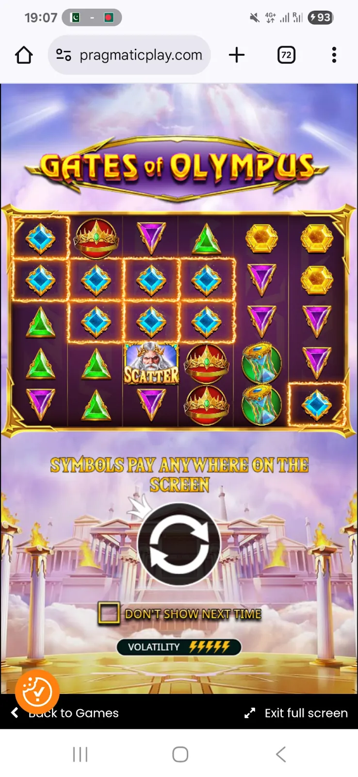 Gates of Olympus su smartphone